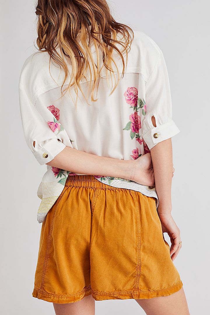 Free People Poplin Pull on Shorts in Spiced Pecan