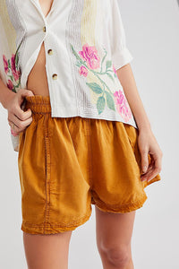 Free People Poplin Pull on Shorts in Spiced Pecan
